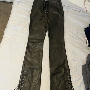 Zara Lace Up Leather Pants